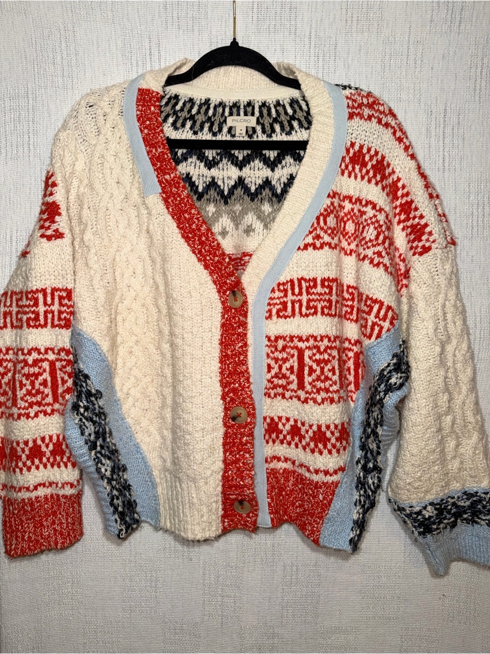 Anthropologie Pilcro Knit Oversized Chunky Grandpa Cardigan Sweater XL